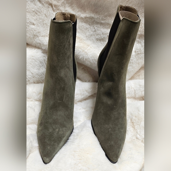 Antonio de Faria Pointed Chelsea Heel Army Green Suede boots Size 9 - Picture 2 of 6